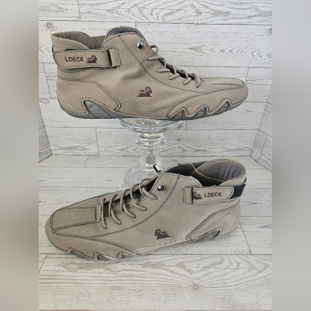 LeatherTech LDECK 646 Men’s Gray Leather Mid-Top Shoes Size 11 Casual Comfort